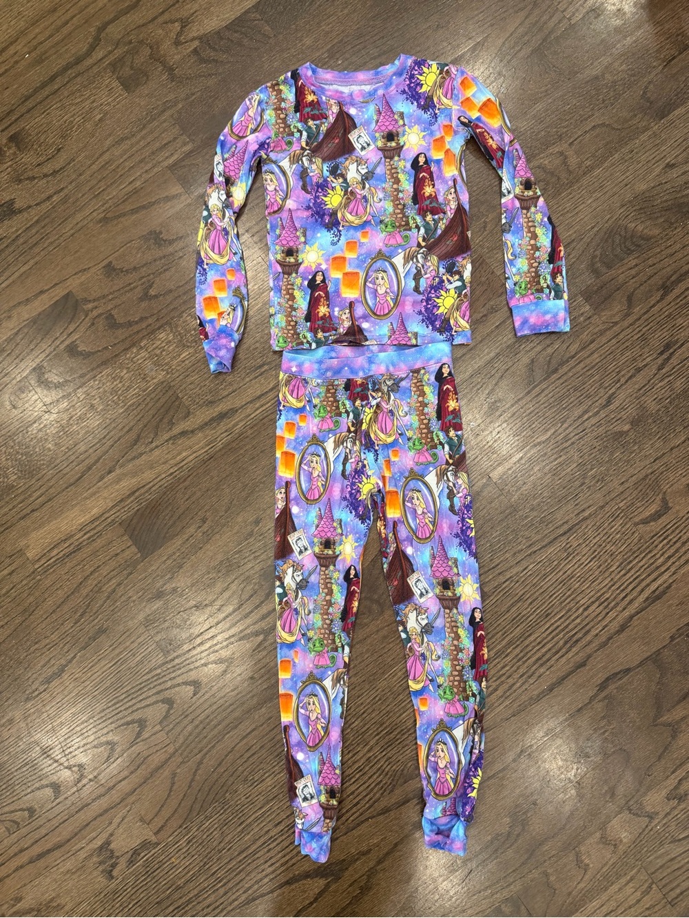 Colorful Purple Rapunzel Kids Pajama Set